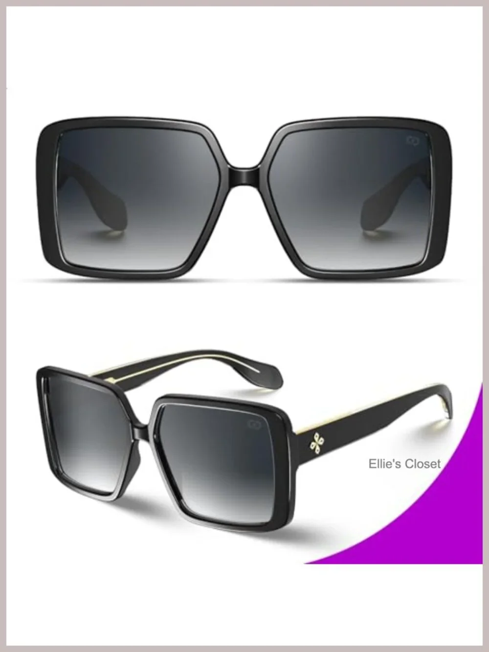Oversized Large Square Sunglasses UV400 Blue Light Protection TR90 Frame